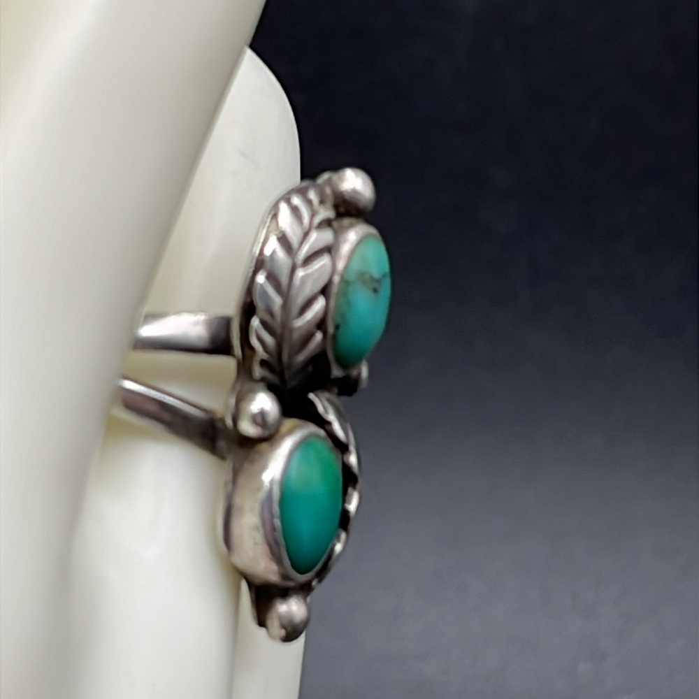 Native American Sterling Silver Turquoise split shank ring, size 9.5 vintage - Picture 3 of 10